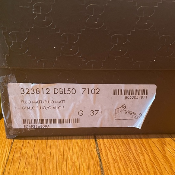 GENTLY USED AUTHENTIC GUCCI CALFSKIN CODA HIGH TOP NEON SNEAKERS SIZE 37.5/7.5 - Picture 7 of 9